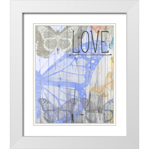 Butterfly Garden Love White Modern Wood Framed Art Print with Double Matting by Meneely, Dan