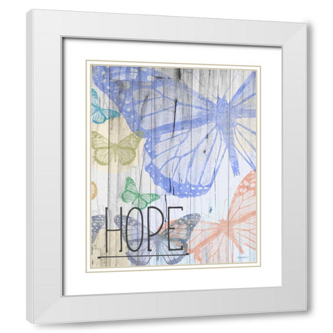 Butterfly Garden Hope White Modern Wood Framed Art Print with Double Matting by Meneely, Dan