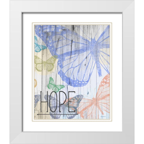 Butterfly Garden Hope White Modern Wood Framed Art Print with Double Matting by Meneely, Dan
