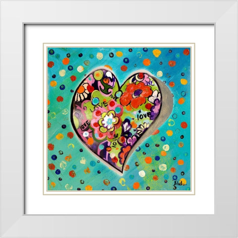 Neon Hearts of Love III White Modern Wood Framed Art Print with Double Matting by Pinto, Patricia