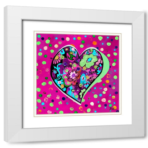 Neon Hearts of Love II White Modern Wood Framed Art Print with Double Matting by Pinto, Patricia