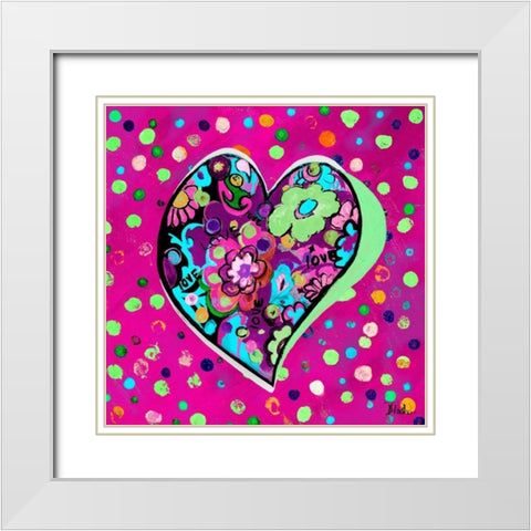 Neon Hearts of Love II White Modern Wood Framed Art Print with Double Matting by Pinto, Patricia