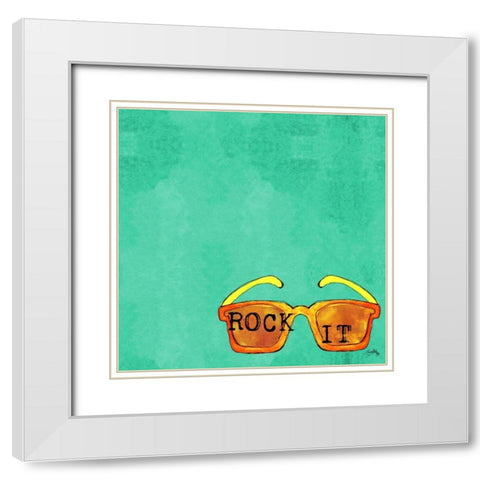 Glasses Square I White Modern Wood Framed Art Print with Double Matting by Medley, Elizabeth