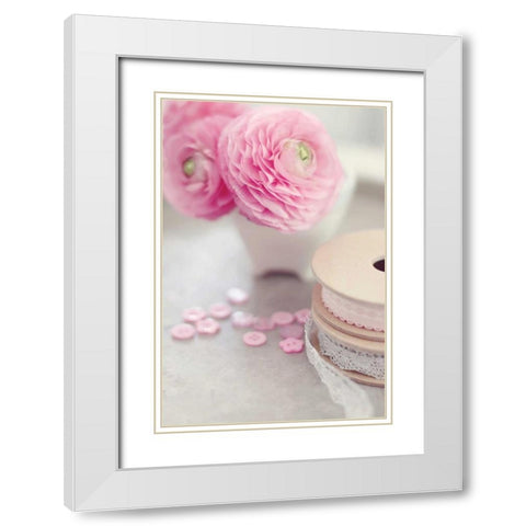 Softy Elegant I White Modern Wood Framed Art Print with Double Matting by Gardner, Sarah