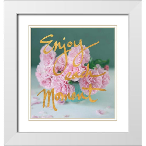 Enjoy Each Moment White Modern Wood Framed Art Print with Double Matting by Gardner, Sarah