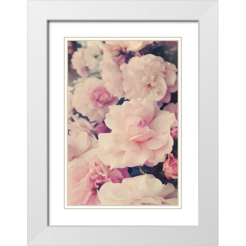 Pink Blossoms I White Modern Wood Framed Art Print with Double Matting by Gardner, Sarah