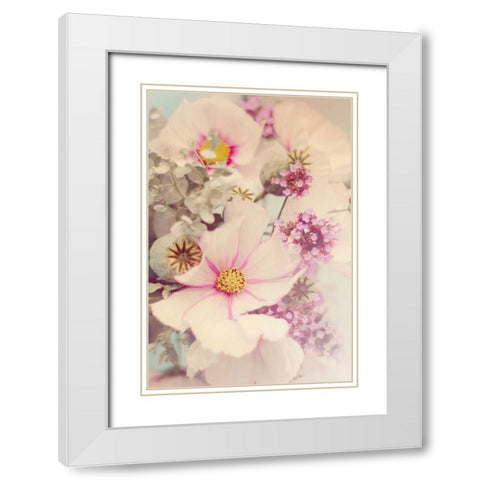 Pink Blossoms II White Modern Wood Framed Art Print with Double Matting by Gardner, Sarah