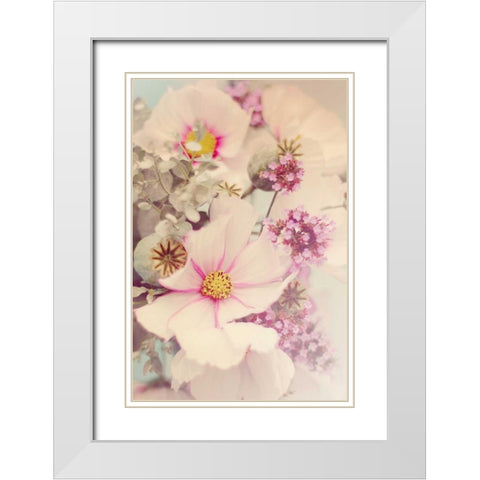 Pink Blossoms II White Modern Wood Framed Art Print with Double Matting by Gardner, Sarah