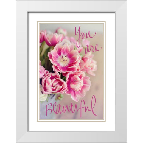 You Are Beautiful White Modern Wood Framed Art Print with Double Matting by Gardner, Sarah