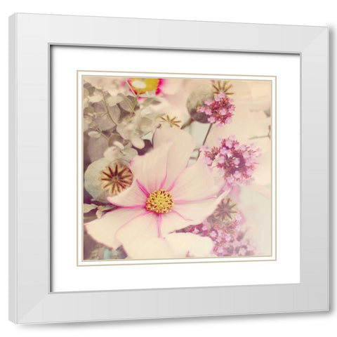 Pink Blossoms II White Modern Wood Framed Art Print with Double Matting by Gardner, Sarah