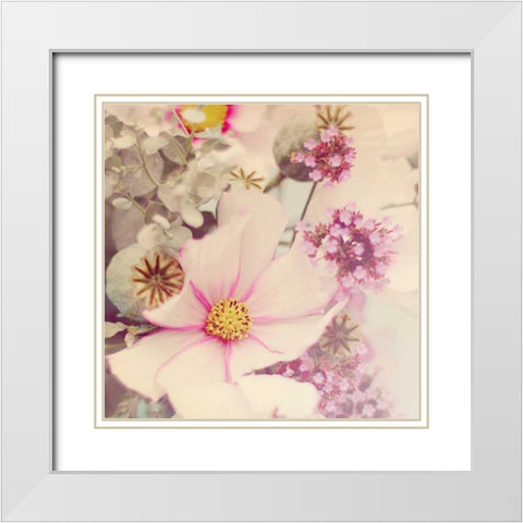 Pink Blossoms II White Modern Wood Framed Art Print with Double Matting by Gardner, Sarah