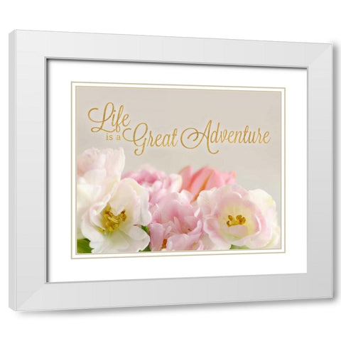 Life is a Great Adventure White Modern Wood Framed Art Print with Double Matting by Gardner, Sarah