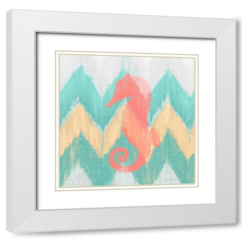 Sea Creature on Chevron II White Modern Wood Framed Art Print with Double Matting by Edwins, Hugo