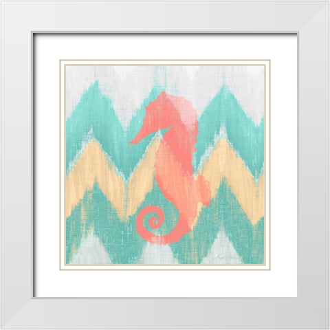 Sea Creature on Chevron II White Modern Wood Framed Art Print with Double Matting by Edwins, Hugo