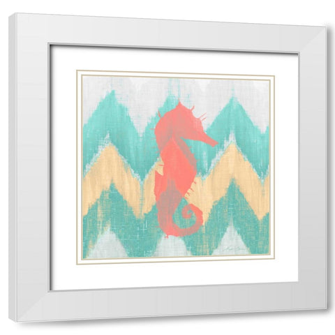 Sea Creature on Chevron I White Modern Wood Framed Art Print with Double Matting by Edwins, Hugo