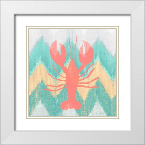 Sea Creature on Chevron IV White Modern Wood Framed Art Print with Double Matting by Edwins, Hugo