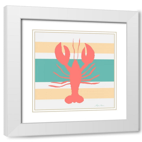 Sea Creature on Stripes II White Modern Wood Framed Art Print with Double Matting by Edwins, Hugo