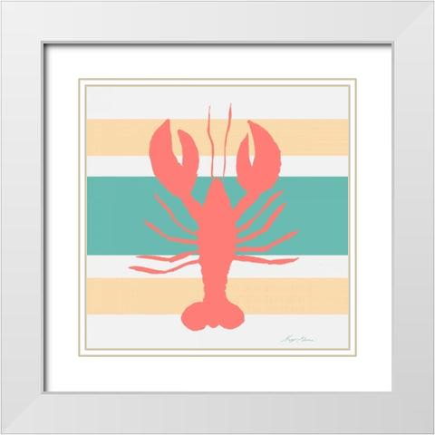 Sea Creature on Stripes II White Modern Wood Framed Art Print with Double Matting by Edwins, Hugo