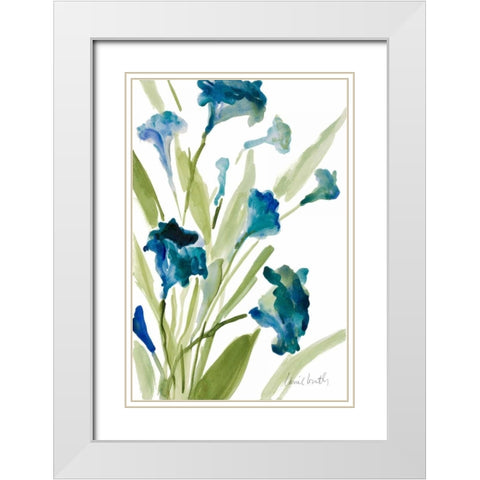 Teal Belles II White Modern Wood Framed Art Print with Double Matting by Loreth, Lanie