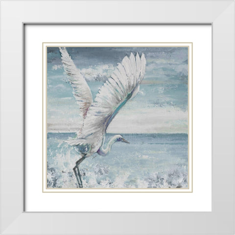 Great Egret Flying White Modern Wood Framed Art Print with Double Matting by Pinto, Patricia