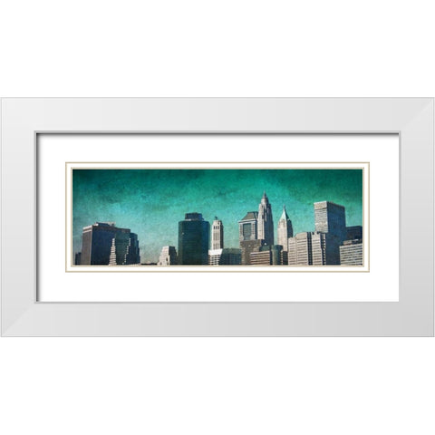 City Blue White Modern Wood Framed Art Print with Double Matting by Biscardi, Nicholas