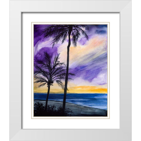 Tropic Nights I White Modern Wood Framed Art Print with Double Matting by Baliko, Linda