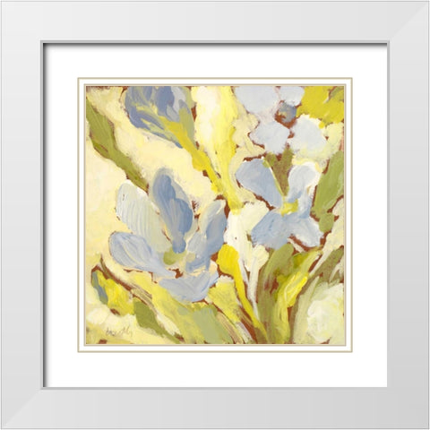 Begonia Bleu I White Modern Wood Framed Art Print with Double Matting by Loreth, Lanie