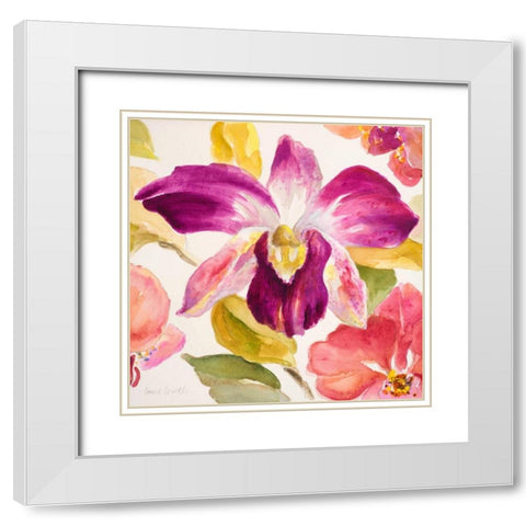 Radiant Orchid Square I White Modern Wood Framed Art Print with Double Matting by Loreth, Lanie