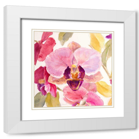 Radiant Orchid Square II White Modern Wood Framed Art Print with Double Matting by Loreth, Lanie