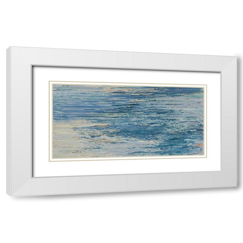 The Blue Lake Abstract White Modern Wood Framed Art Print with Double Matting by Mercado, M.