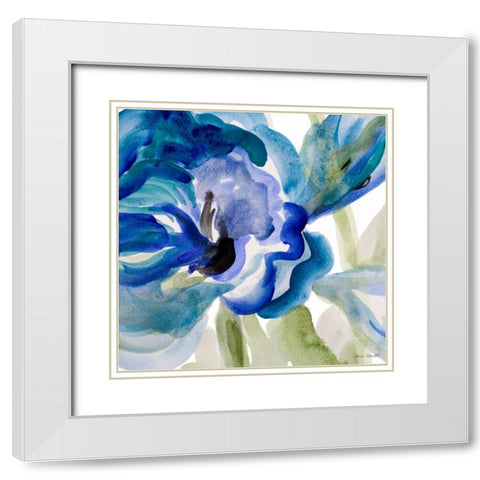 Delicate Blue Square I White Modern Wood Framed Art Print with Double Matting by Loreth, Lanie