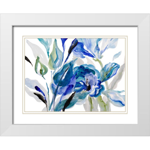 Delicate Blue Garden White Modern Wood Framed Art Print with Double Matting by Loreth, Lanie