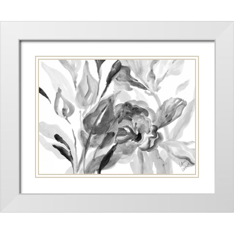 Dark Florals White Modern Wood Framed Art Print with Double Matting by Loreth, Lanie