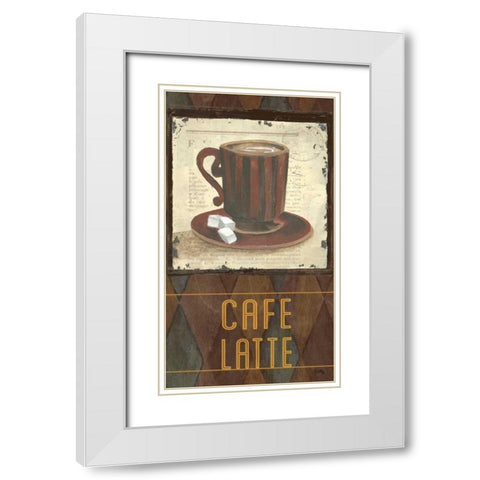 Argyle Coffee I White Modern Wood Framed Art Print with Double Matting by Medley, Elizabeth