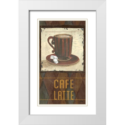 Argyle Coffee I White Modern Wood Framed Art Print with Double Matting by Medley, Elizabeth