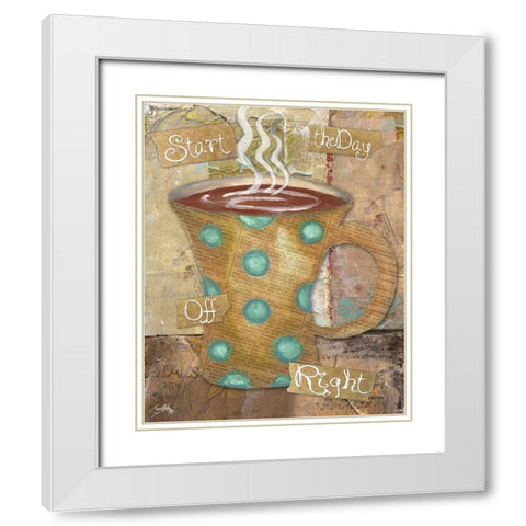 Coffee Collage II White Modern Wood Framed Art Print with Double Matting by Medley, Elizabeth