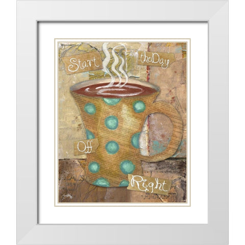 Coffee Collage II White Modern Wood Framed Art Print with Double Matting by Medley, Elizabeth