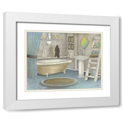 Pastel Bath II White Modern Wood Framed Art Print with Double Matting by Medley, Elizabeth