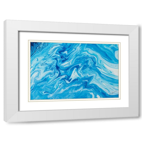 Marble White Modern Wood Framed Art Print with Double Matting by Mercado, M.
