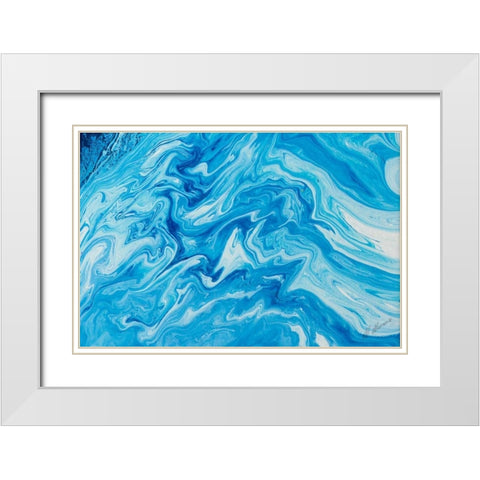 Marble White Modern Wood Framed Art Print with Double Matting by Mercado, M.