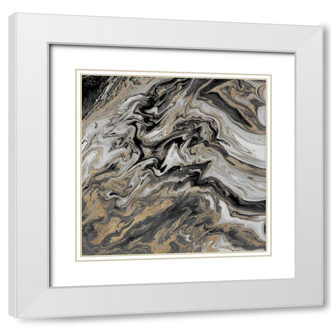 Gold Glimpse Marble White Modern Wood Framed Art Print with Double Matting by Mercado, M.