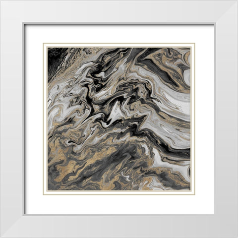 Gold Glimpse Marble White Modern Wood Framed Art Print with Double Matting by Mercado, M.