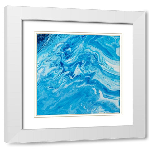 Marble Square I White Modern Wood Framed Art Print with Double Matting by Mercado, M.