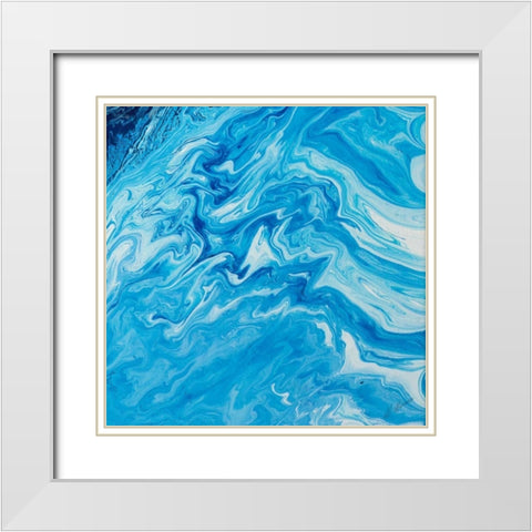 Marble Square I White Modern Wood Framed Art Print with Double Matting by Mercado, M.