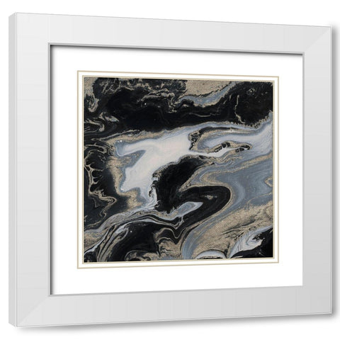 Midnight Marble White Modern Wood Framed Art Print with Double Matting by Mercado, M.