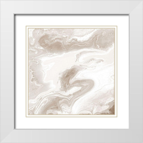 Cream Marble White Modern Wood Framed Art Print with Double Matting by Mercado, M.