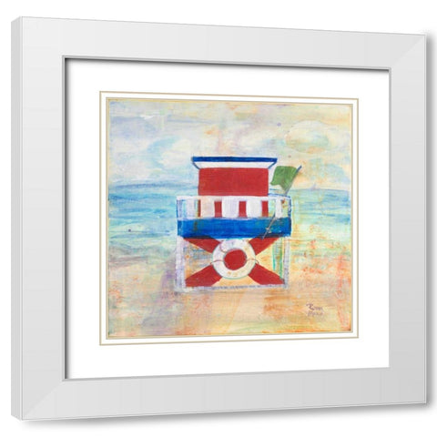 Lifeguard Stand White Modern Wood Framed Art Print with Double Matting by Maria, Robin