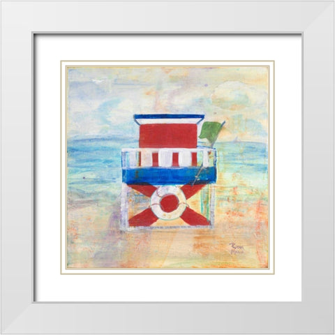 Lifeguard Stand White Modern Wood Framed Art Print with Double Matting by Maria, Robin