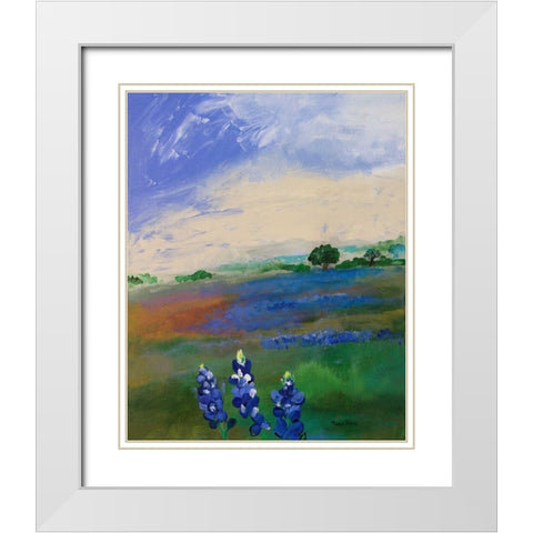 Texas Blue Bonnets White Modern Wood Framed Art Print with Double Matting by Maria, Robin