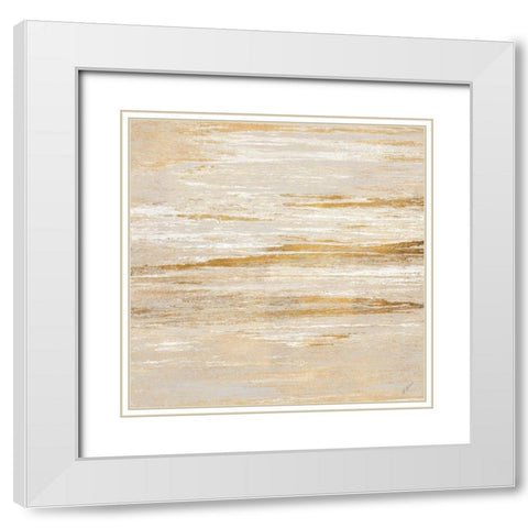 Gold Sunset White Modern Wood Framed Art Print with Double Matting by Mercado, M.